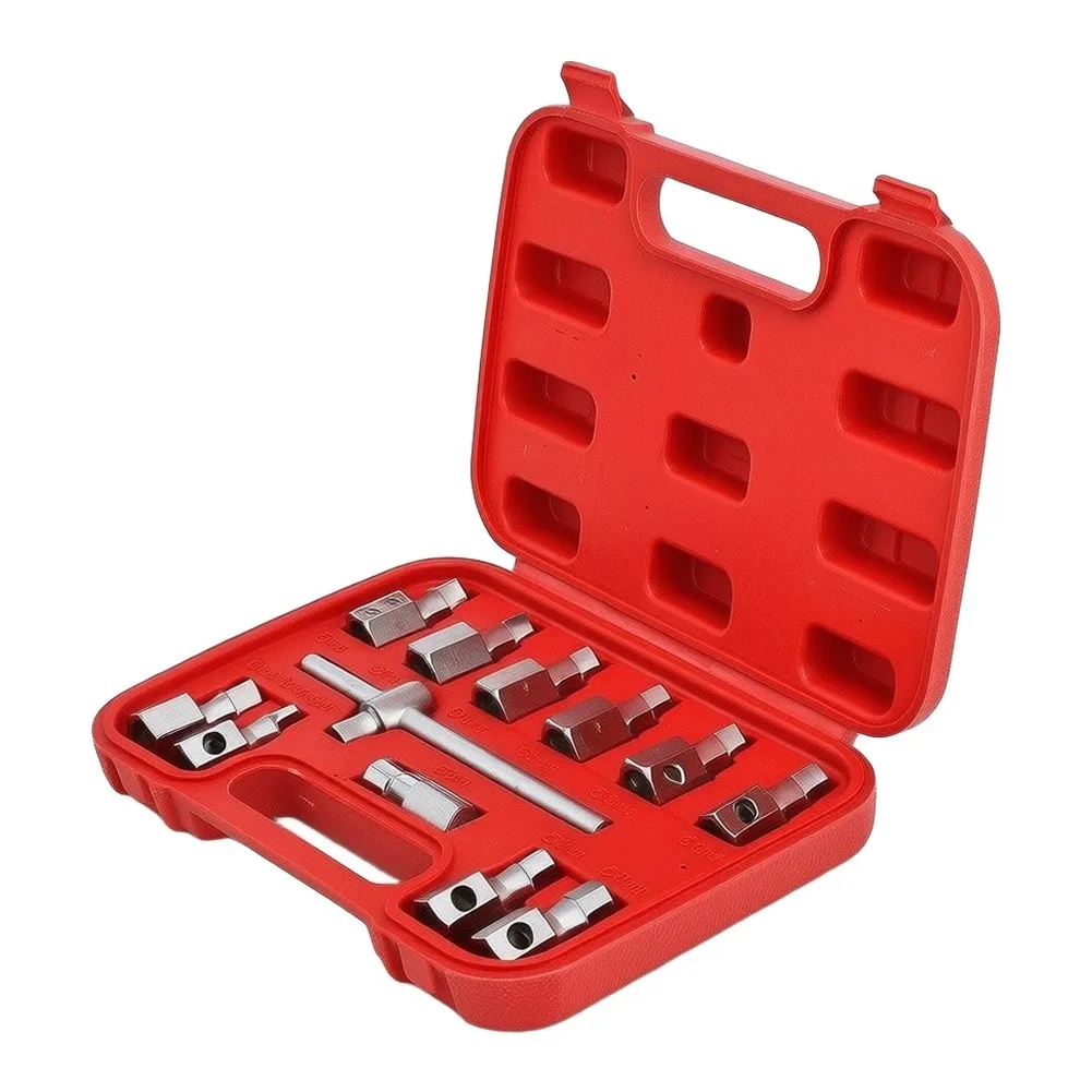 Automotive Oil Drain Tool Set 12 Piece Featuring Alloy Steel Construction Tested for Thermal Stability and Mechanical