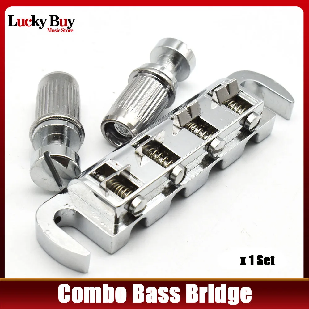 

Combo Bridge Tailpiece for 4 String Bass Guitar 87.2x20MM String Space 15MM Bass Parts Chrome