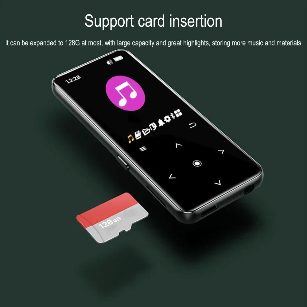 MP3-Player Bluetooth 5.0 MP4-Player HiFi Verlustfreier Musik-Player Tragbarer Audio-Walkman mit FM/E-Book/Recorder/MP3 2024 Neu