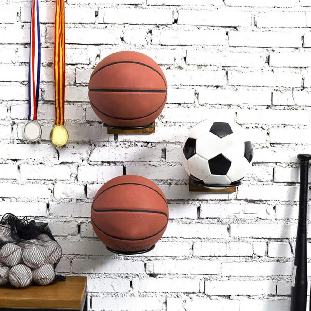 1 Set Ball Holder Wall-mounted Strong Load-bearing Ball Organizer Iron Art Basketball Soccer Ball Storage Rack Display Stand