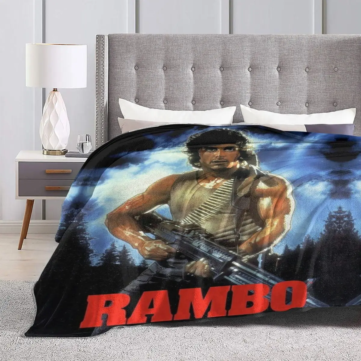 Rambo First Blood Flannel Blanket Quality Soft Warm Shooting Movie Bedding Throws Spring Couch Chair Sofa Bed Pattern Bedspread