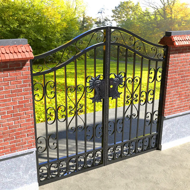 European-style iron wrought gate School kindergarten garden gate Country yard opposite door Garden gate Double open fence gate