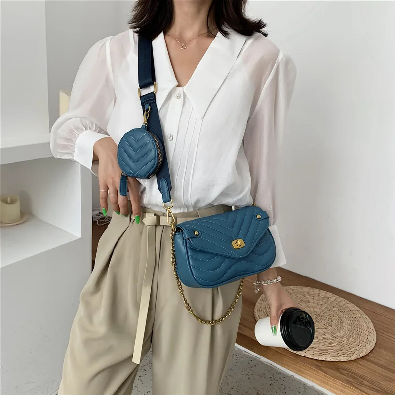 

2025 new embroidery line mother bag trend hundred and wide shoulder strap single shoulder crossbody chain handbag armpit bags