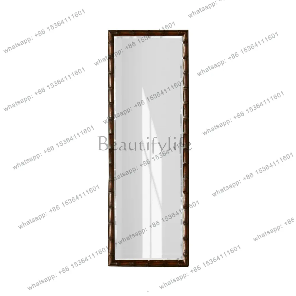 Medieval bamboo joint full body mirror New Chinese bamboo pattern frame decoration French retro literary mirror