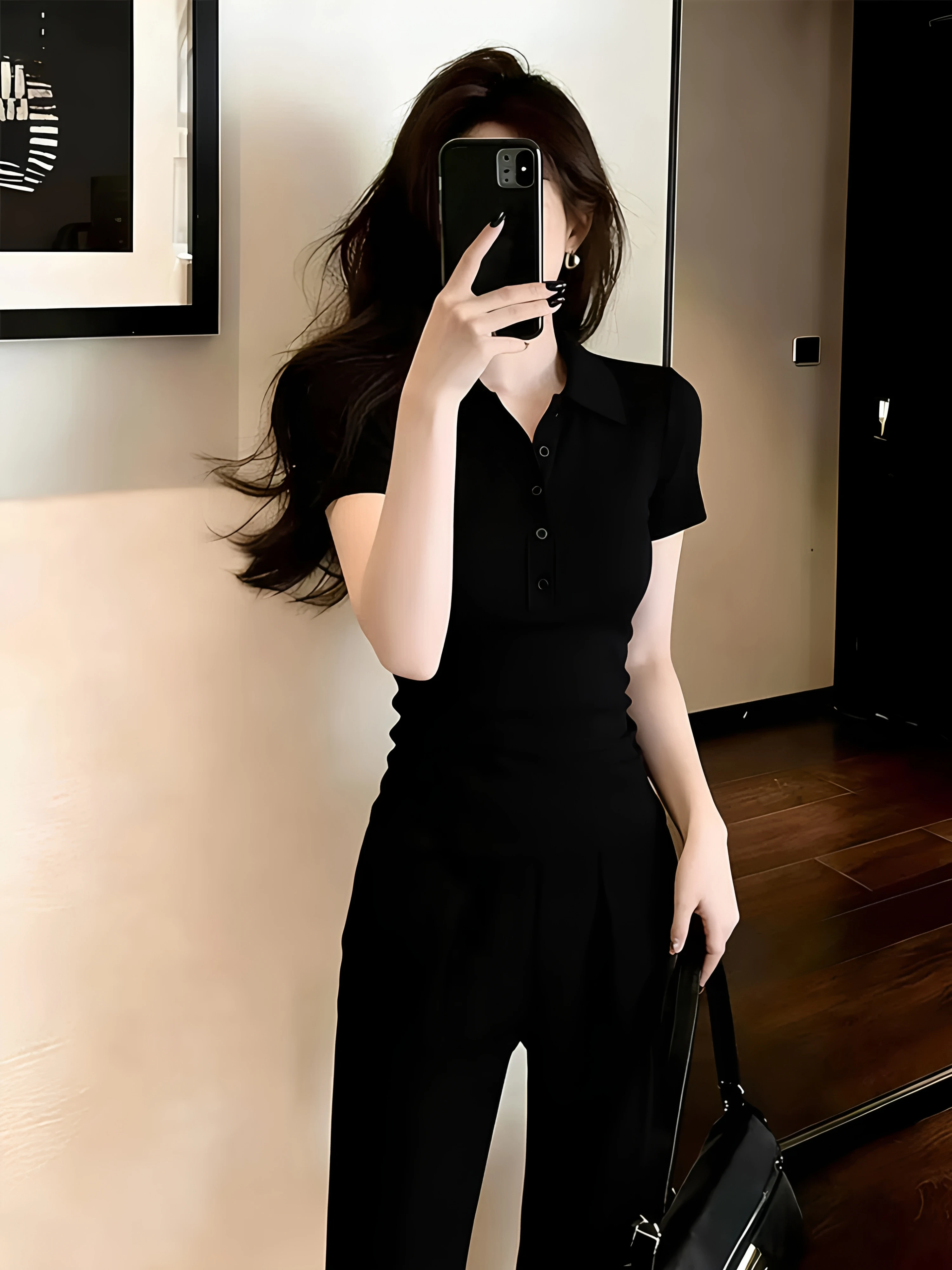 Summer  Collar Turn-down Collar Short Sleeve T-shirt Women plus Size Slimming Bodycon Top 95 Cotton Comfortable Fit