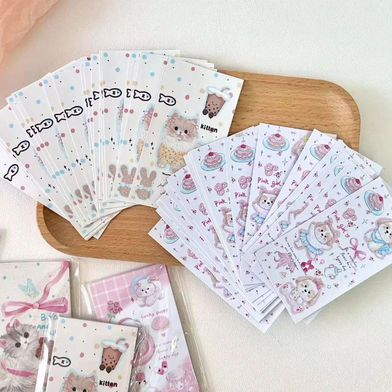 20Pcs Kawaii Kitten Sealing Sticker Bubble Mailer Express Carton Label Decal Cute Girl's Small Business Packaging DIY Decoration