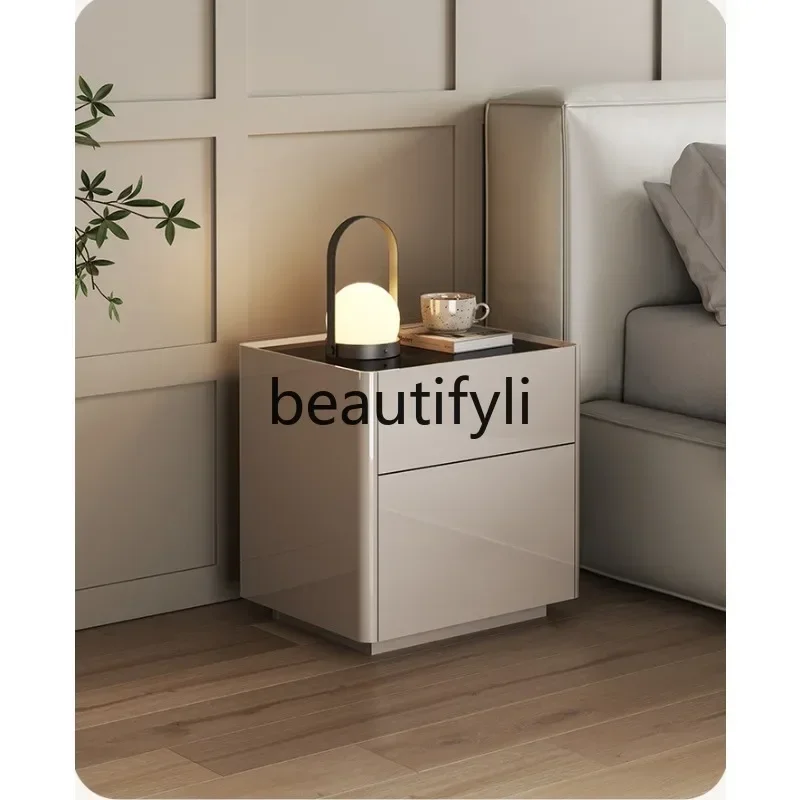 cqy Bedside Cabinet with Safe Integrated Light Luxury High-End Small Bedside Storage Cabinet with Lock