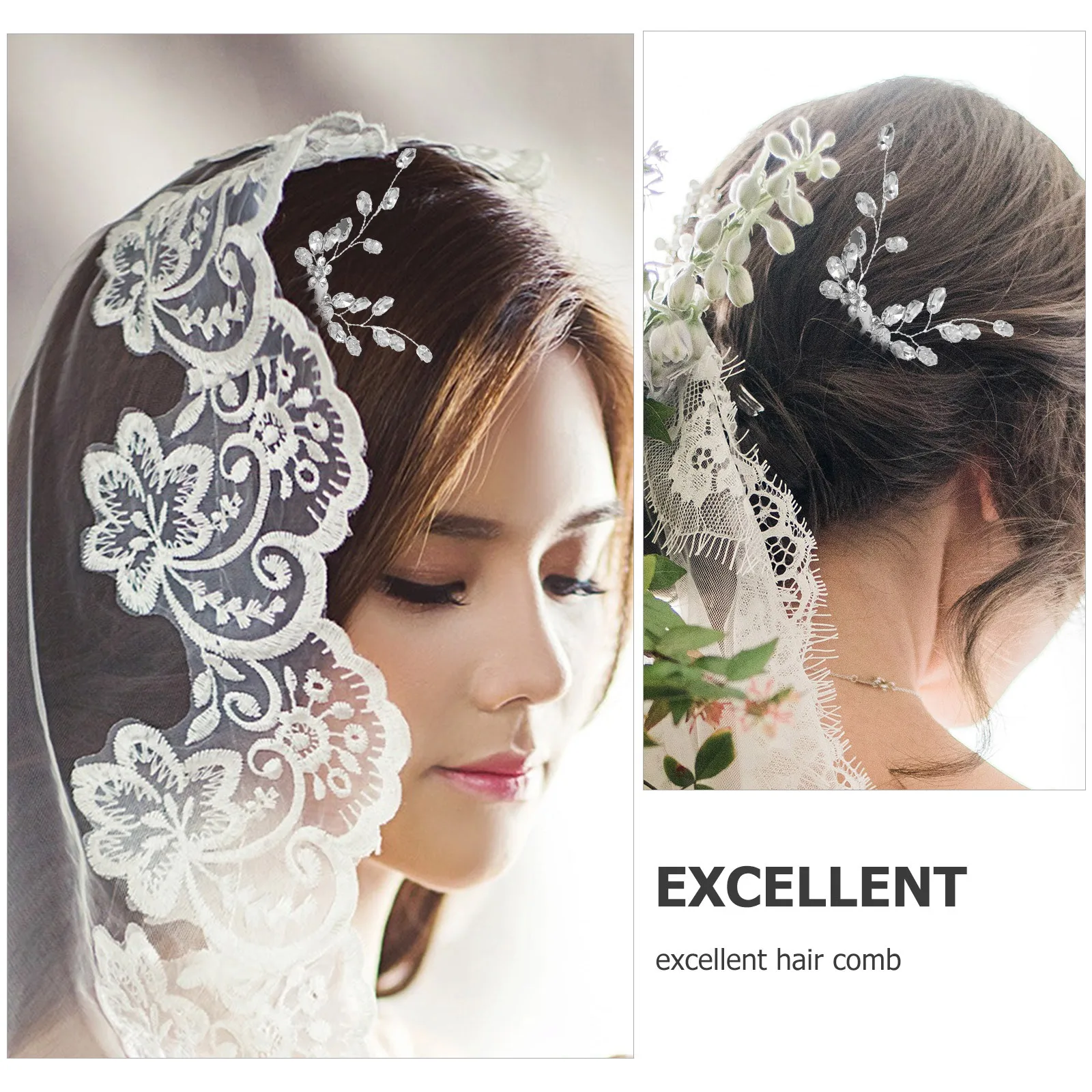 

Silver Small Side Comb Hairpin Plum Blossom Rhinestone Bridal Wedding Hair Accessories Durable High Strength Curly Hair