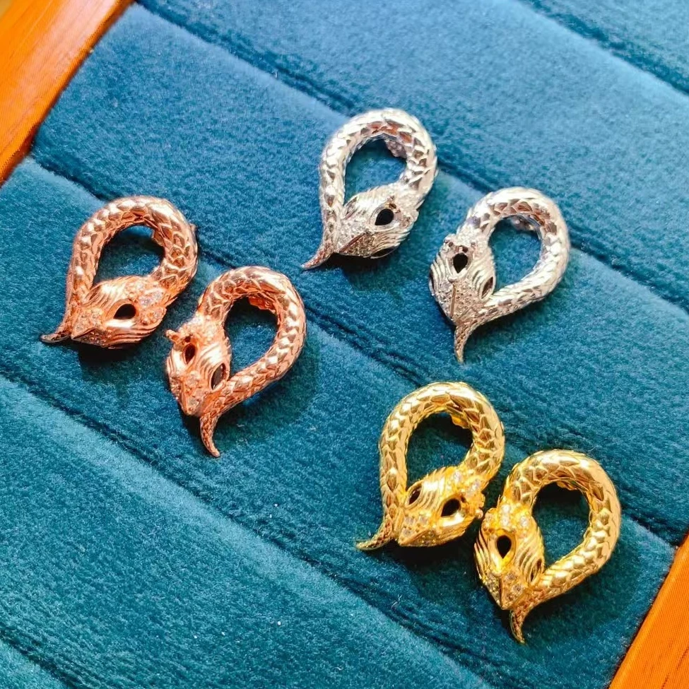 

Милые серьги-змеи из серебра 925 пробы для ювелирных изделий DIY, не вызывающие аллергии, позолоченные 18 К, серебряные серьги 3 мм * 4 мм, поставщик DIY