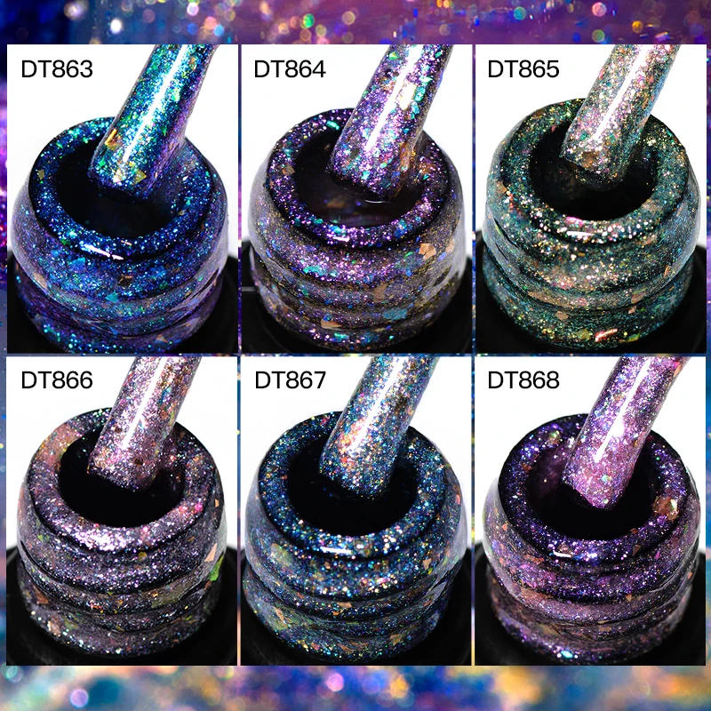 7ml Auroras Glitter Gel Nail Polish Sparkly Iridescence Soak Off UV Gel Semi-permanente Verniz Manicure Gel Polish