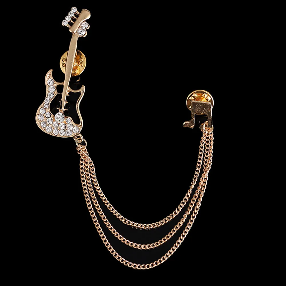 الرجال الموضة ستار الموسيقية ملاحظة شكل طوق سلسلة بروش الرجال شرابة بروش قميص طوق الديكور زر إبرة تناسب ارتداء اليومي