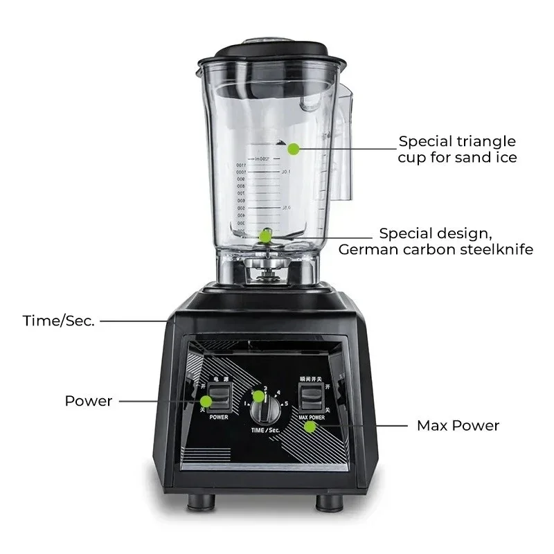 

Professional 2-in-1 Commercial Ice Blender 1800W Heavy Duty Silver Crest Countertop Mixer