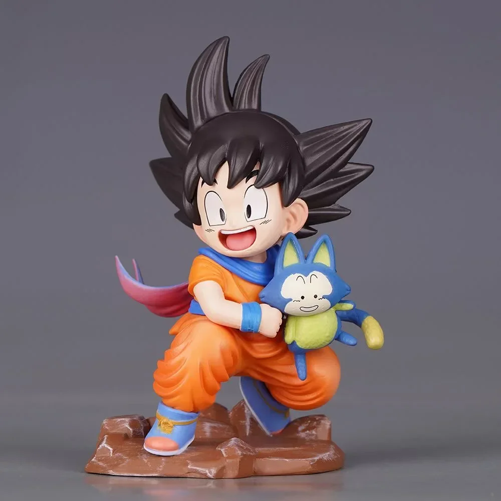 Dragon Ball infancia pequeño Goku abrazos Puer Ya Mu té pequeño seguidor figuras muñeca Pvc modelo colección de estatuas juguetes ornamentados regalo