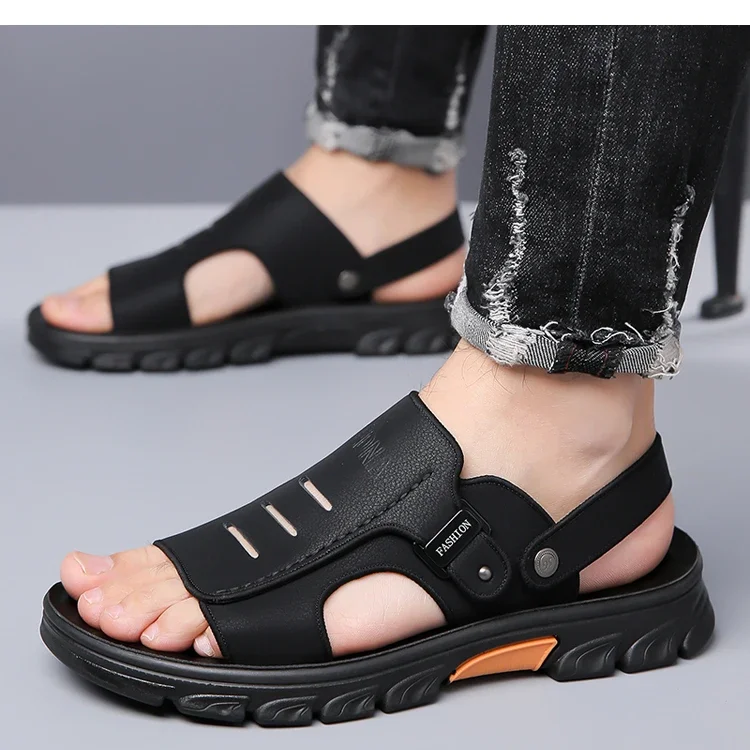 Herren Sommer Casual Zwei-Wege-Sandalen Slip-On mit Dicker Sohle Rutschfest Verschleißfest Atmungsaktiv Outdoor Strandpantoffeln-2718 – Detail 6