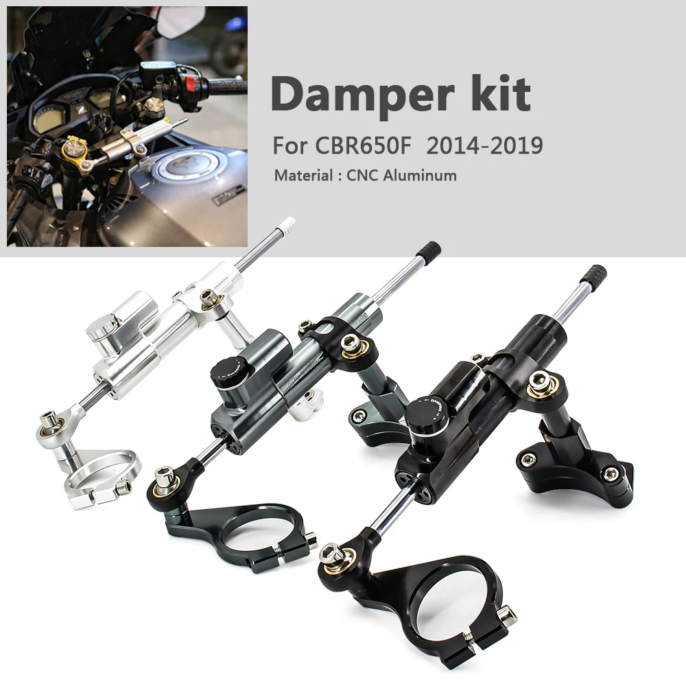 For HONDA CBR 650 F CBR650F CBR650 F 16 2014-2019 Motorcycle Black Steering Damper Bracket Stabilizer Linear Mount Support