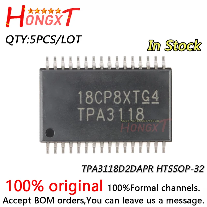 5PCS 100% NEW TPA3118D2DAPR TPA3130 TPA3116 TPA3116D TPA3116D 2DADR D2DADR HTSSOP32 class D audio amplifier IC chip HTSSOP-32.