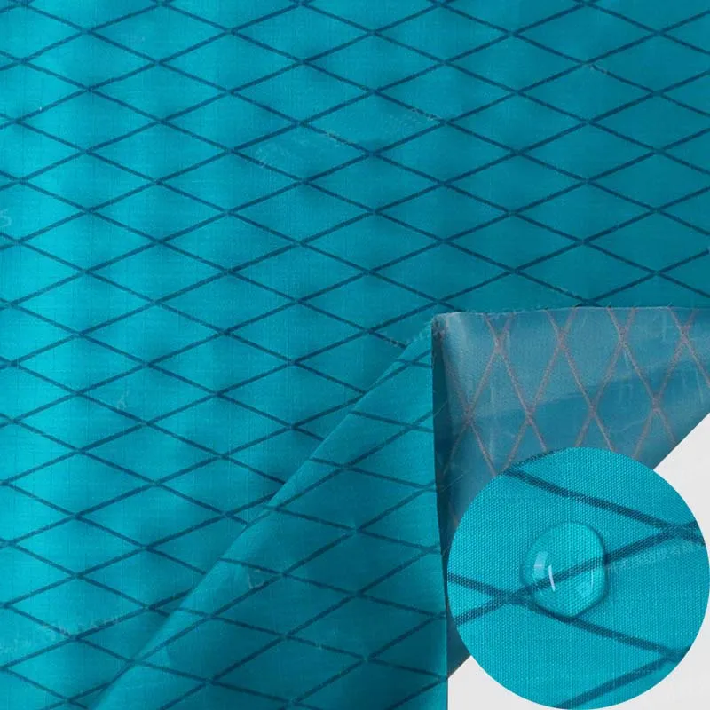 Tissu extérieur léger et résistant à l'eau et aux déchirures en nylon X-PAC 210D Grid Nylon Lake Blue haute résistance