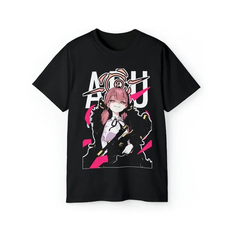 Aru-T-shirt unisexe en coton ultra, chemise d'archive bleue, fan de Rikuhachima