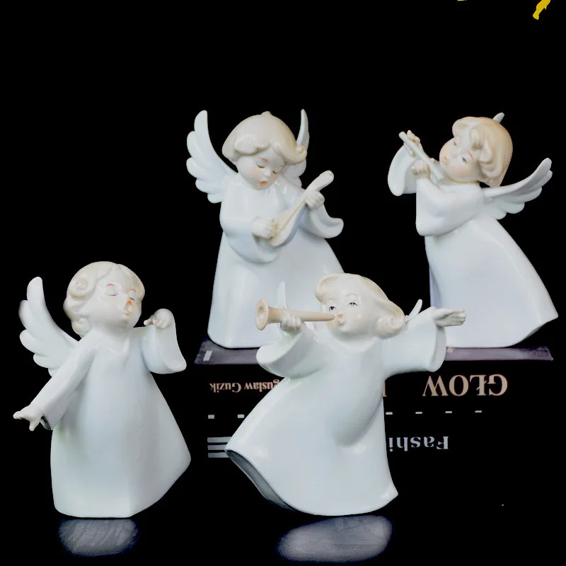 

European Angel Ceramic Music Character Sculpture Ornaments Living Room Entrance Cabinet Bedroom Tabletop Crafts Birthday Gifts
