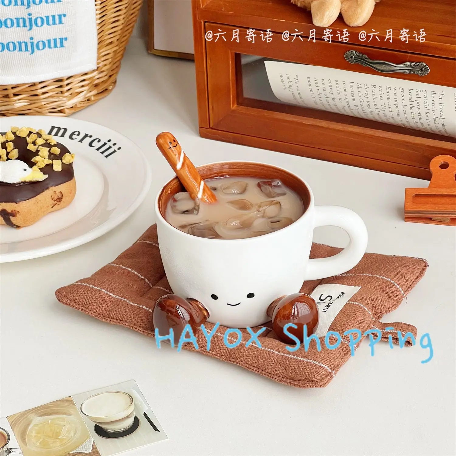 Hand Pinch Feet Ceramic Coffee Cup，Kawaii Household High Appearance Level Water Cup Milk Mug Dormitory Home Gifts Mark Cup