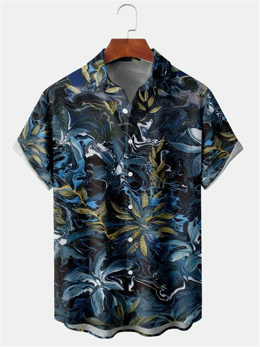 Men\'s Seaside Casual Tropical Plant Fun Print Women\'s Shirt Pattern Design Short Sleeve Shirt Button Up Fashion Top