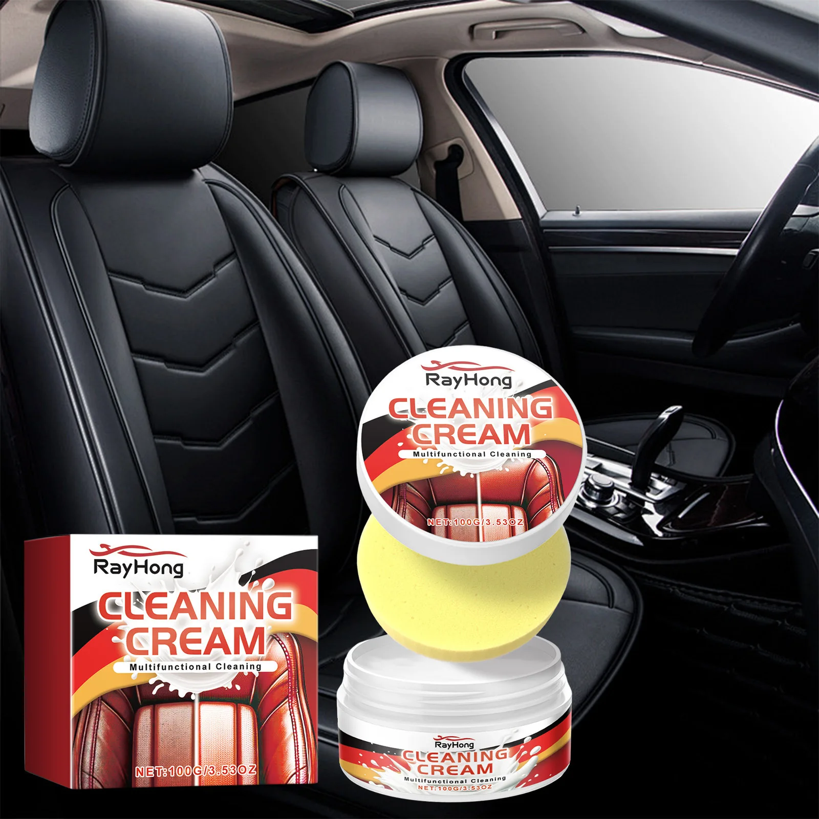 

Car Leather Moisturizing Care Balm Dashboard Seat Stain Remover Restores Shine Prevents Dryness Fading Aging Auto Care Supplies