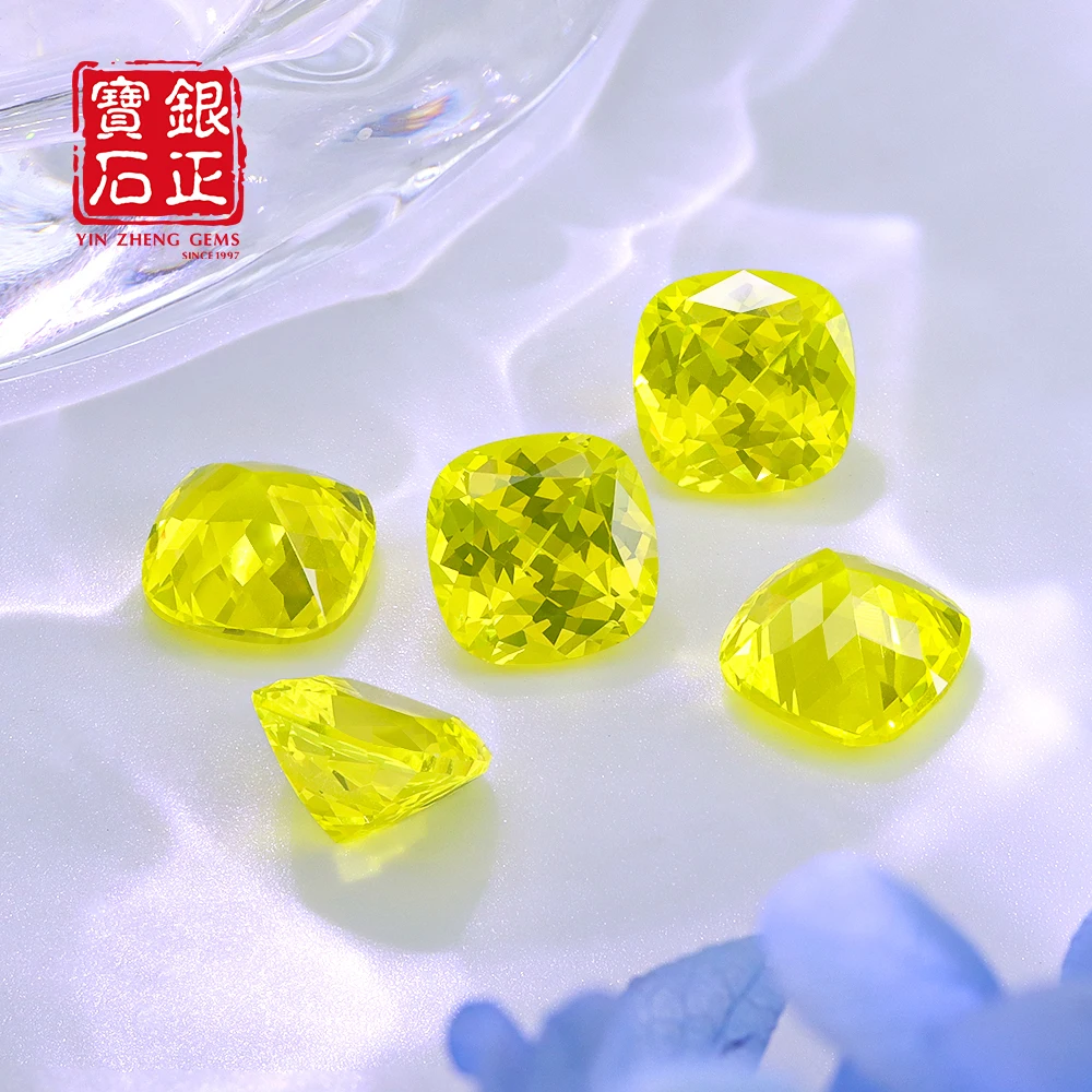 Flame Melted Lab Grown Yellow Color Yttrium Aluminium Garnet Loose Stone Lab Diamonds Cushion Cut YAG Stones For Jewelry Making