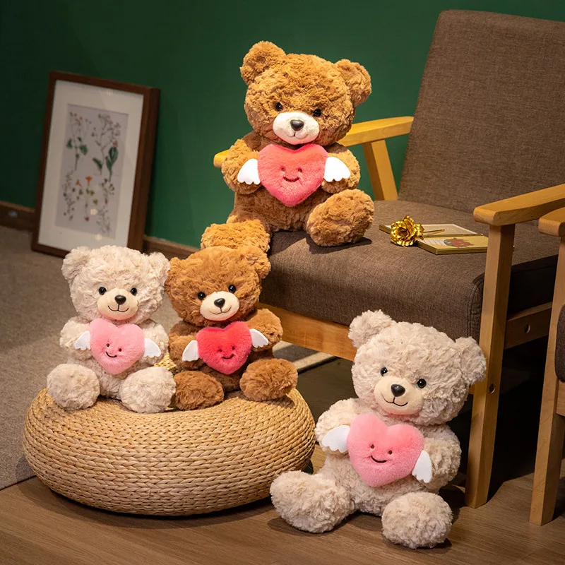 Angel Wing Heart Bear 2026 Valentijnsdag Zacht gevuld knuffels Knuffelkussen Liefdesknuffels Pop Romantische cadeaus voor vriendin