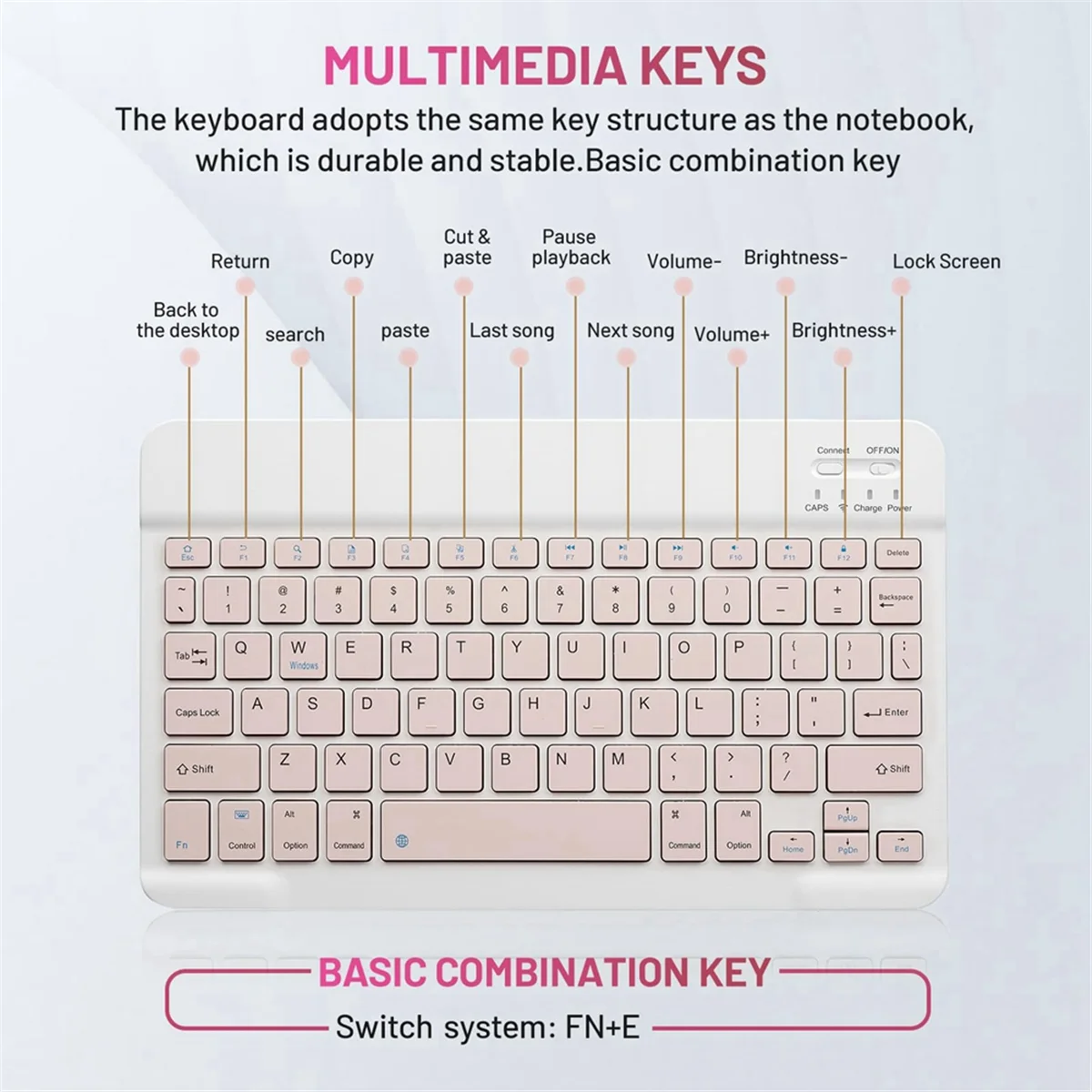 Teclado Bluetooth popular con ratón a pilas para Android Windows C