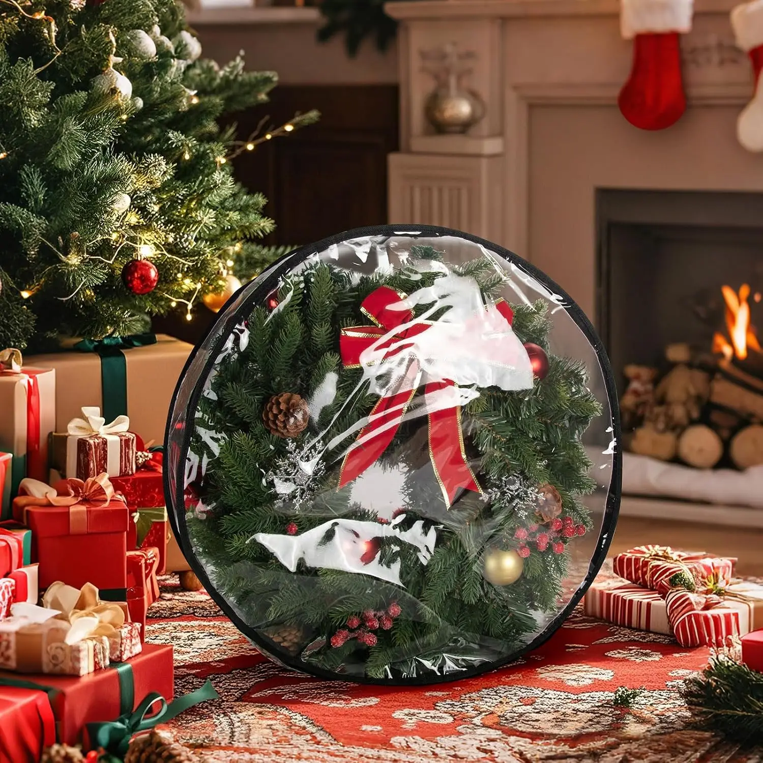Wreath Storage Box Sets With Wreath Bags Storing Large Artificial Christmas Wreaths Safely