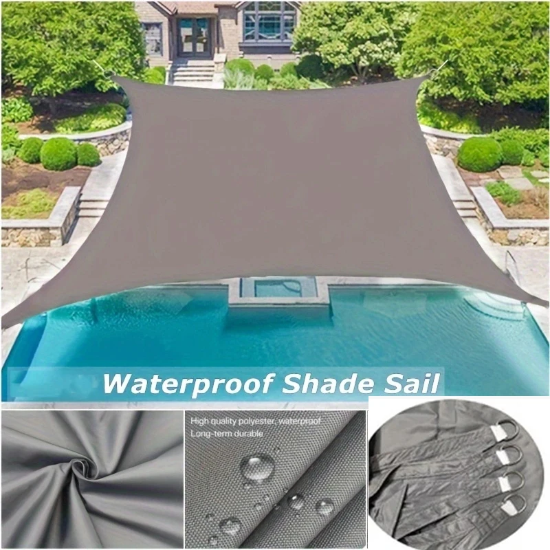 Graue rechteckige wasserdichte Sonnensegel-Markise, die 98 % UV-blockierende, wasserdichte Outdoor-Hinterhof-Terrasse-Garten-Carport abdeckt