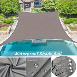 Grey Rectangular Waterproof Shade Sail Awning Covering 98% UV Blocking Waterproof Outdoor Backyard Patio Garden Carport