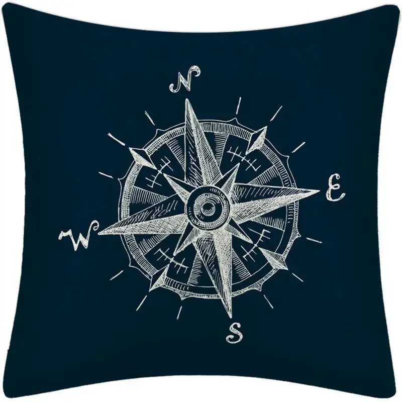 Linen Pillowcase Nautical Marine Style 45x45cm Decorative Cushion Cover for Home Decor Coastal Living Bedroom Decor Pillow Cover
