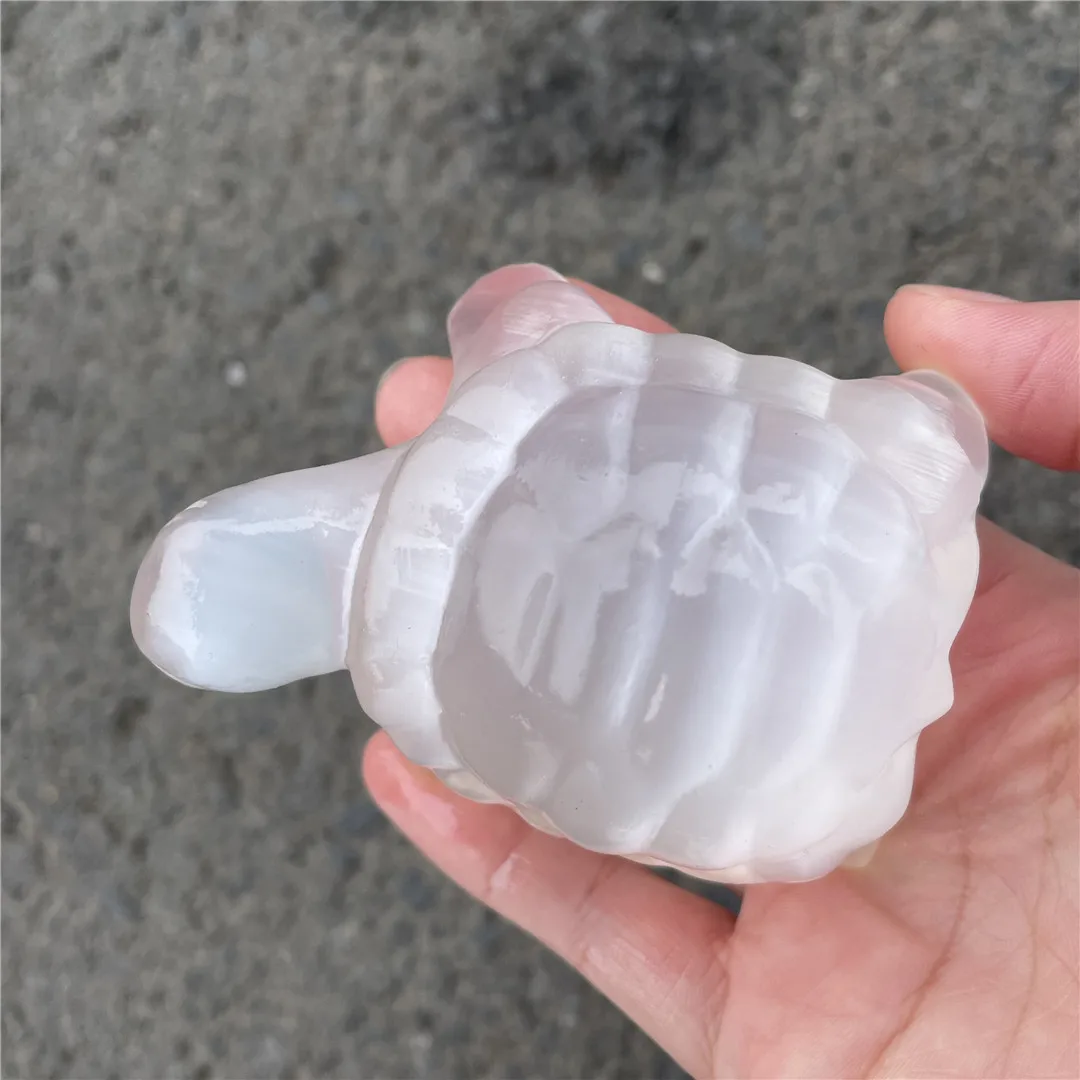 8-9CM Natural White Selenite Crystal Quartz Carved Cute Tortoise Decoration Figurines Reiki Healing Ornaments Mineral Crafts