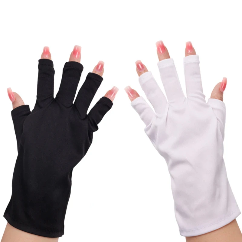 2Pcs Nail Trimming Uv Protection Uv Gloves Short/Long Half Exposed Fingers Led Light Therapy Gloves Anti Radiation Gloves