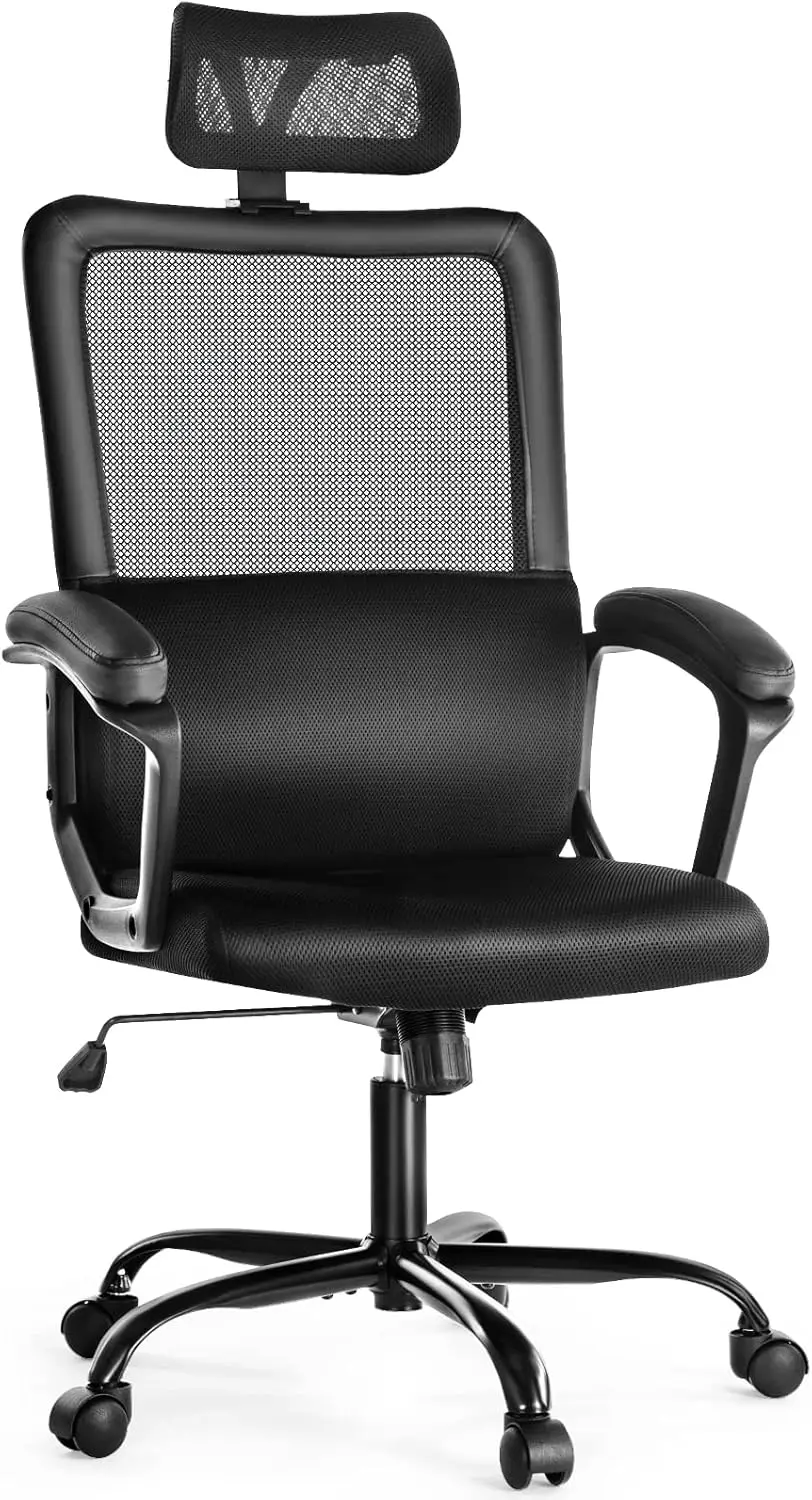 Home Office Ergonomic Computer Desk Mesh High Ba Adjustable Height Executive Task Chair With Lumbar Support, Headrest, Padded