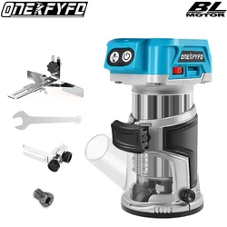 Brushless 6 Speeds Electric Trimmer Aluminum Alloy Base Milling Trimming Engraving Slotting Machine for 18v Lithium-Ion Battery
