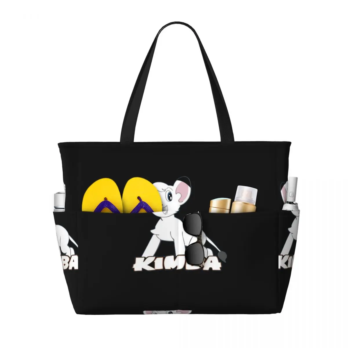 Kimba White Lion Beach Tote Bag Sport Gym Yoga Duffle Large Tote Bag Women Travel Bag Fitness bag