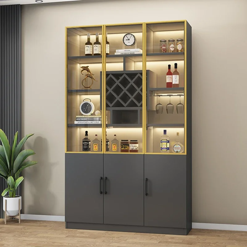 Gabinete de exhibición de vino para el hogar, sala de estar, puerta de vidrio, gabinete de comedor, almacenamiento, estante de almacenamiento alto, muebles de Bar Meuble Vin KMWC