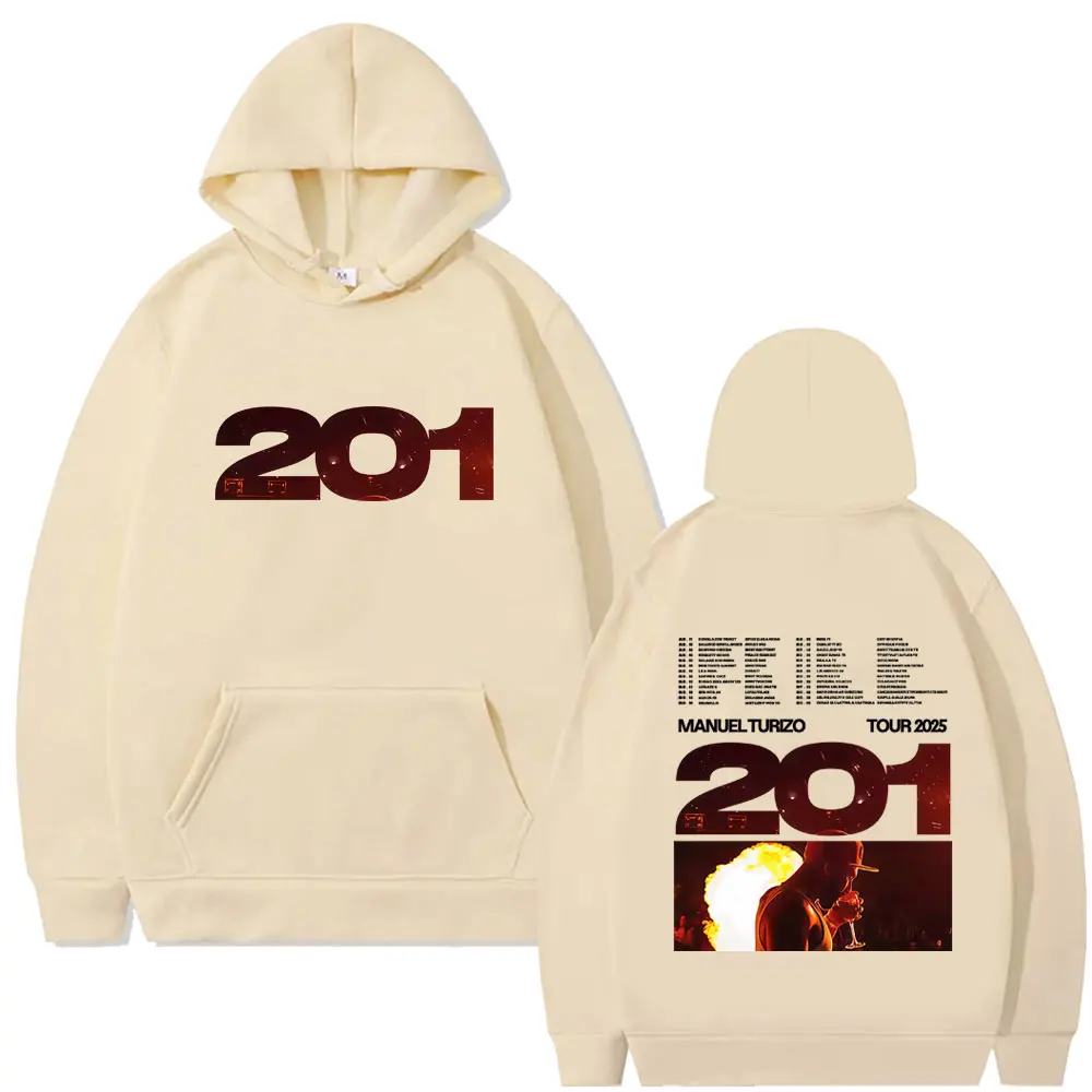 แมนูเอล ทูริโซ อัลบั้ม 201 ทัวร์ 2025 เสื้อฮู้ดผู้ชายฮิปฮอปแฟชั่นเสื้อฮู้ดโอเวอร์ไซส์ผู้ชายลำลองผ้าฝ้ายวินเทจเสื้อสเวตเตอร์