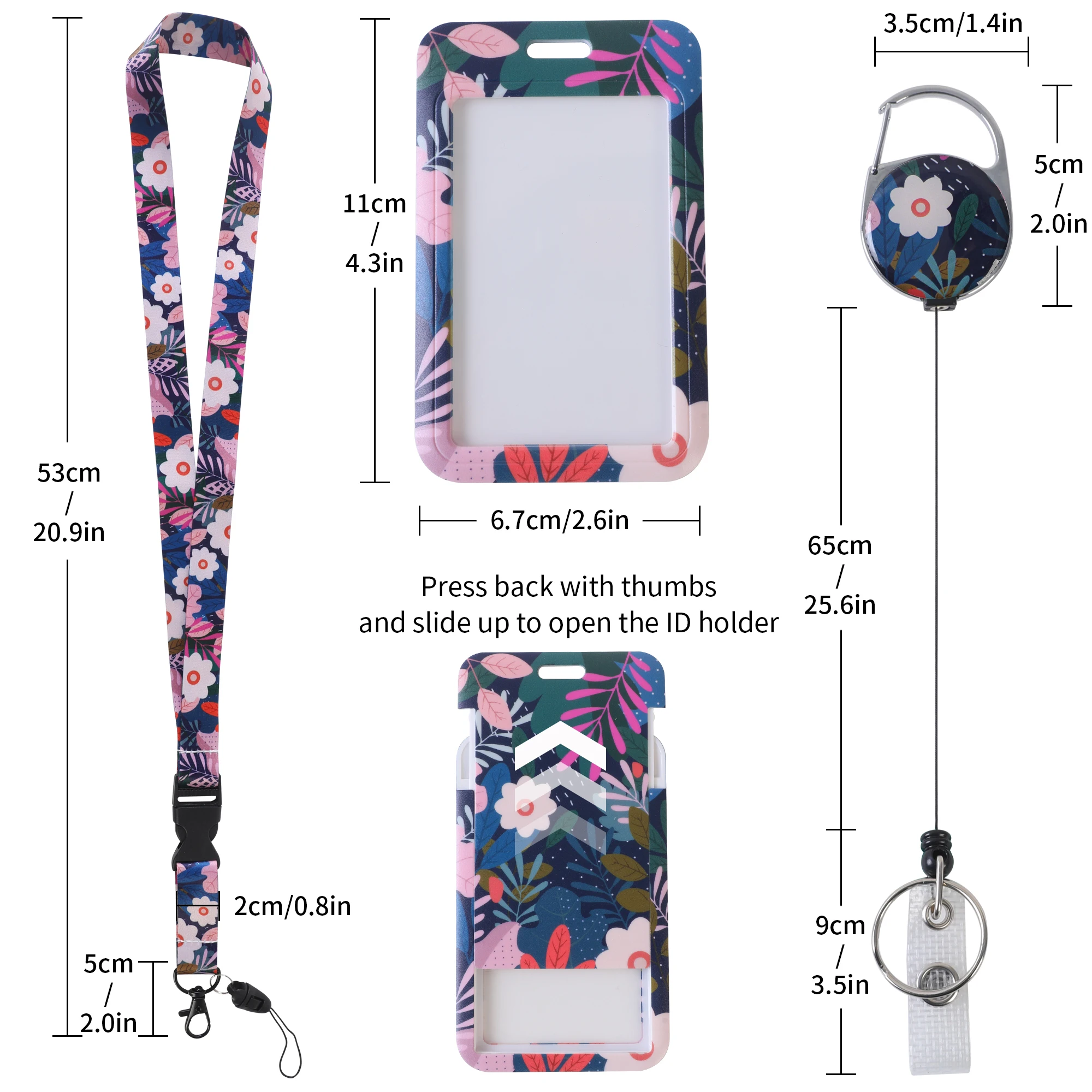 1 ชิ้นผู้ถือป้าย ID พร้อมเชือกเส้นเล็กสีชมพู Lanyard แนวตั้งกันน้ํา ID ผู้ถือป้ายสําหรับสํานักงาน, โรงเรียน, ท่องเที่ยว