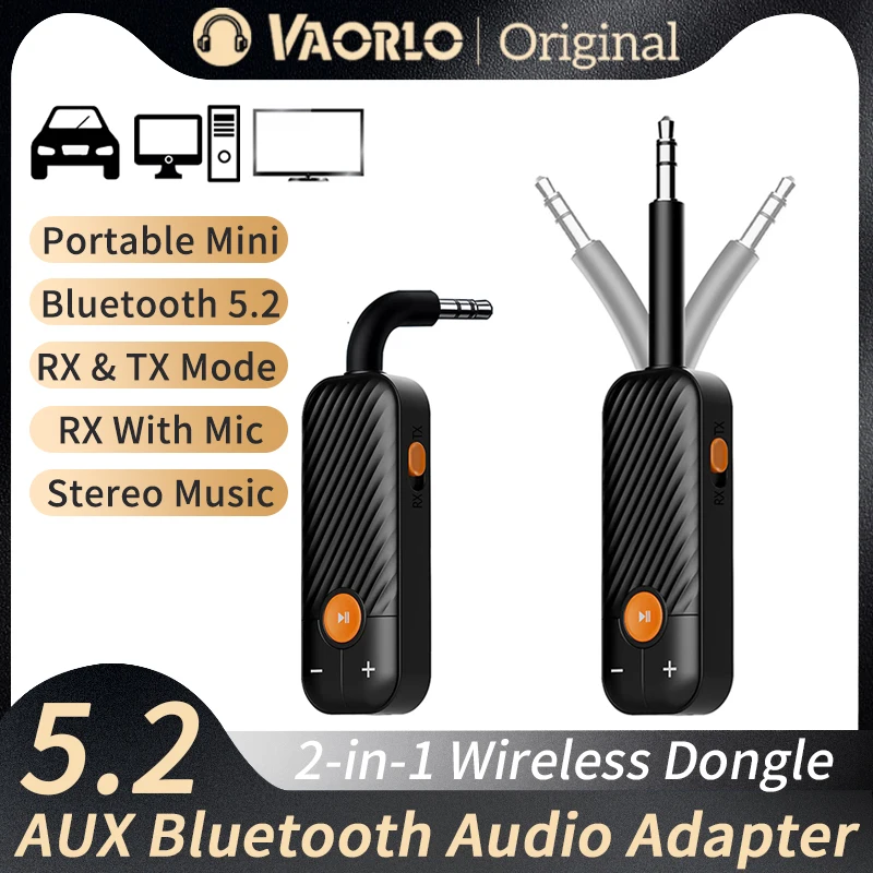 2 In 1 Draagbare Ontvanger Zender 5.2 Bluetooth 3.5Mm Aux Stereo Draadloze Audio Adapter Met Microfoon Voor Hoofdtelefoon Tv auto Audio