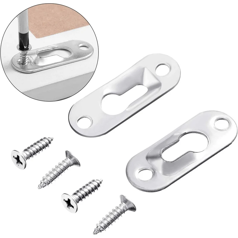 10PCS Metal Keyhole Picture Hanger Fasteners Hardware For Photo Frame Hooks Furniture Cabinet Accessory