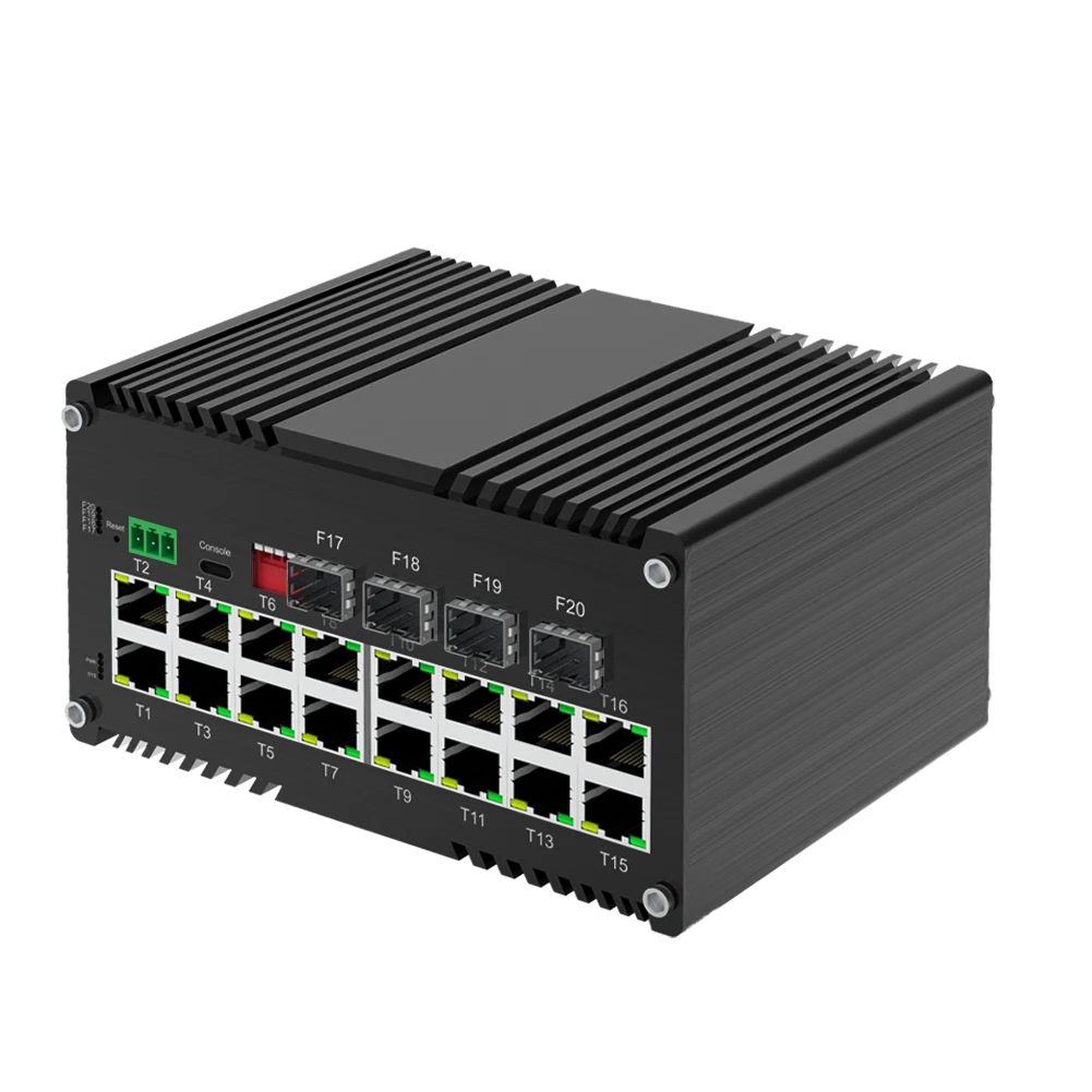 محول PoE مُدار 16 منفذ 10/100/1000T 802.3at + 4 منافذ 1000X SFP Din Rail Industrial 16 Port 1000mbps جيجابت إيثرنت Switch #4