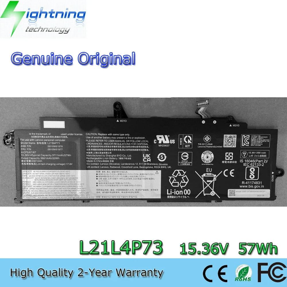

New Genuine Original L21L4P73 15.36V 57Wh Laptop Battery for Lenovo Thinkpad T14s Gen 3 GEN 3 21BR Gen 4 21F6 L21B4P71 L21M4P75