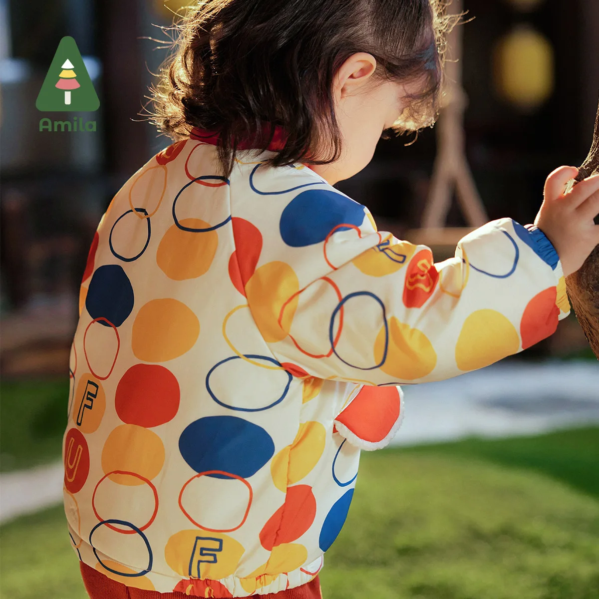 Amila Baby Children Cotton-padded Clothes 2024 Winter New Stand Collar Fleecing Cute Cosy Warm Baby Clothing