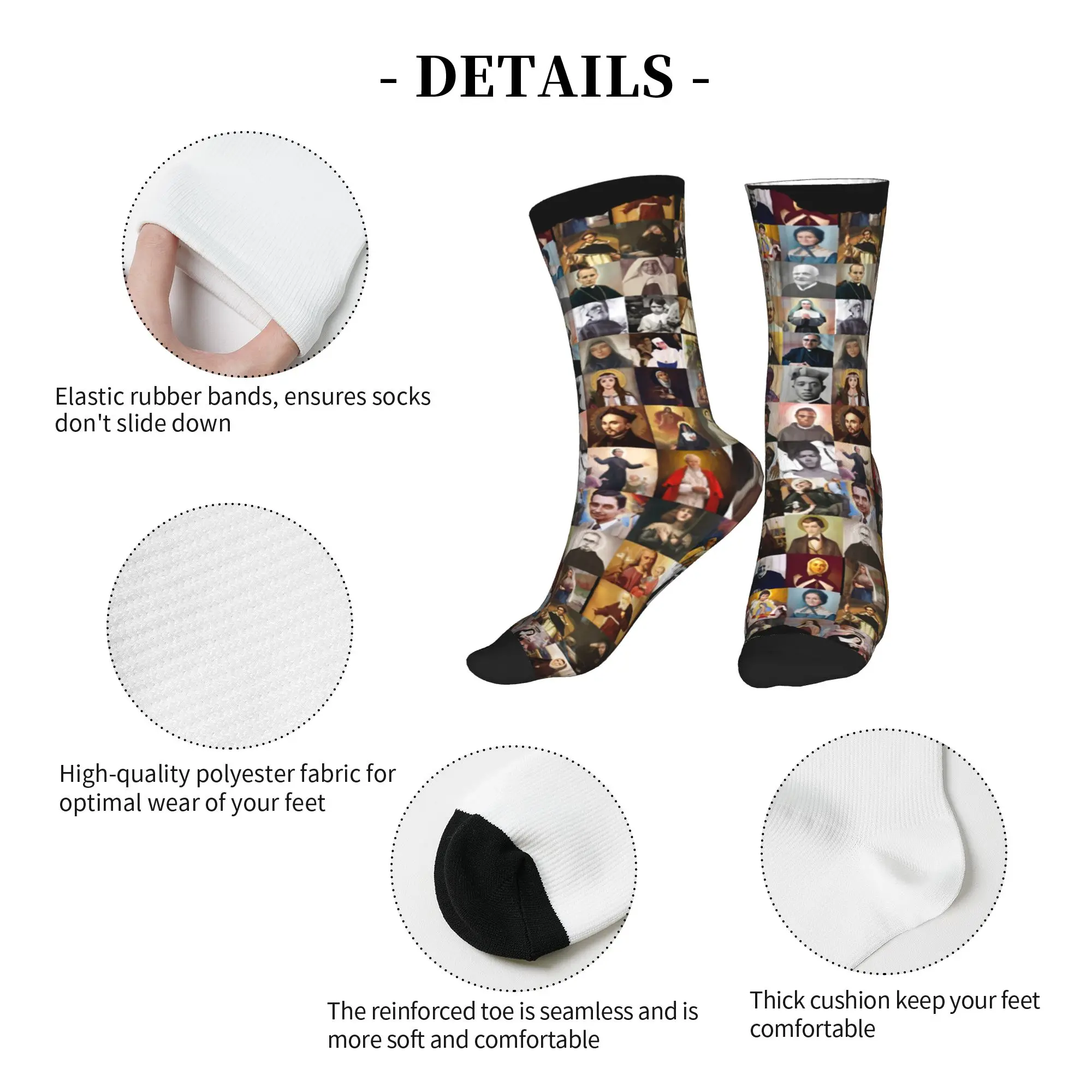 Novelty Printing All Saints Catholic Saints Tutti i Santi Socks for Women Men Stretch Summer Autumn Winter  Crew Socks - view 5