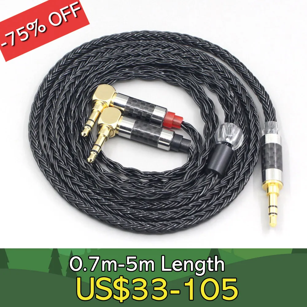 LN007405 16 Core 7N OCC Black Braided Earphone Cable For Verum 1 One Headphone Headset L Shape 3.5mm Pin