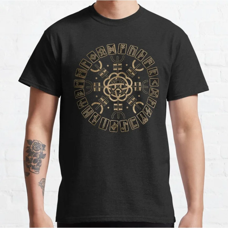 

Nordic viking symbol helm of awe 3-0409 Norse mythology Gift t shirt for man Large size Tops 100% cotton printed Clothes