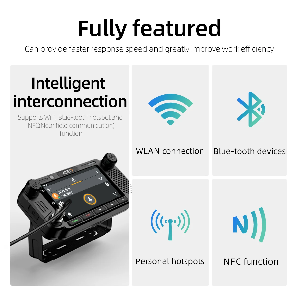KSUN ZL58 Visual Vehicle Station Dual Cameras Touch-screen 4G POC Walkie Talkie NFC Car Radio Compatible with ZELLO APP